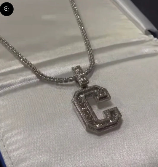 Custom Moissanite Baguette Initial “J”